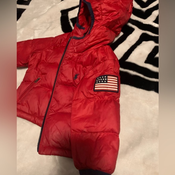 Red Ralph Lauren puffer jacket size 12m - Picture 3 of 4